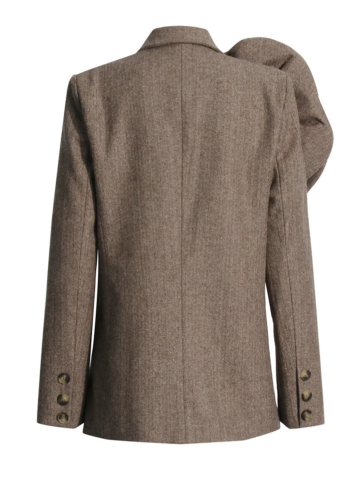 Houndstooth blazer with oversized floral detail - Viktu