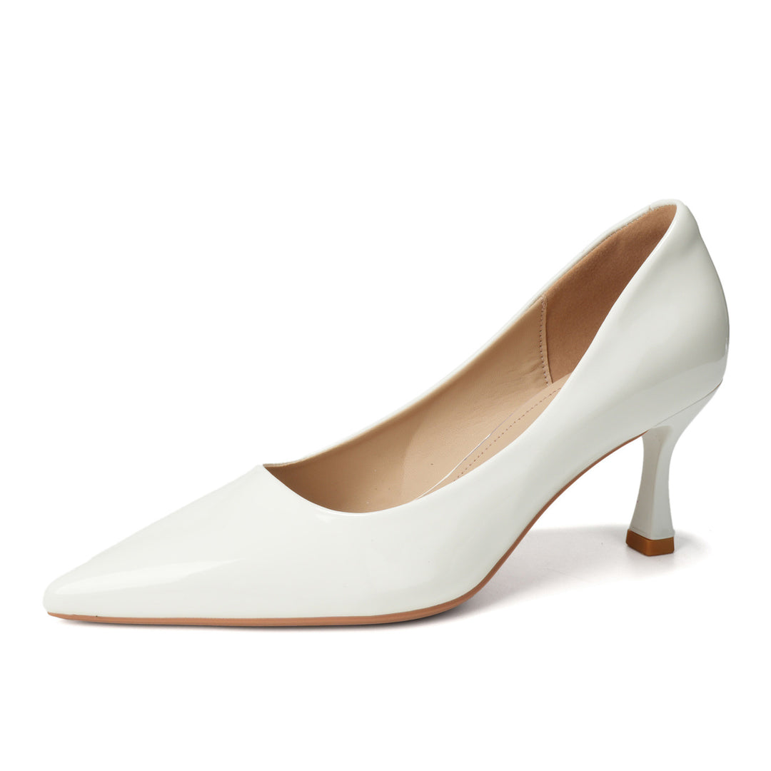 حذاء بكعب متوسط ​​ومقدمة مدببة من الجلد اللامع - لينابو