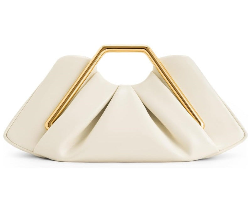 geometric handle pleated leather clutch – VERGAT