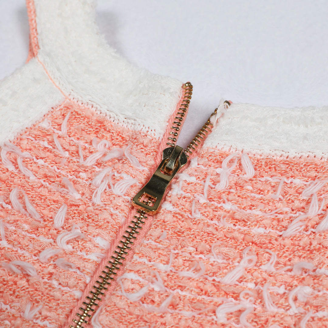 sleeveless tweed mini dress with fringe hem - VERACT