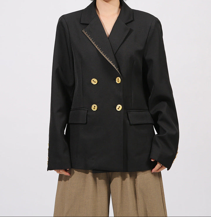 double-breasted blazer with asymmetric zip trim – VERA