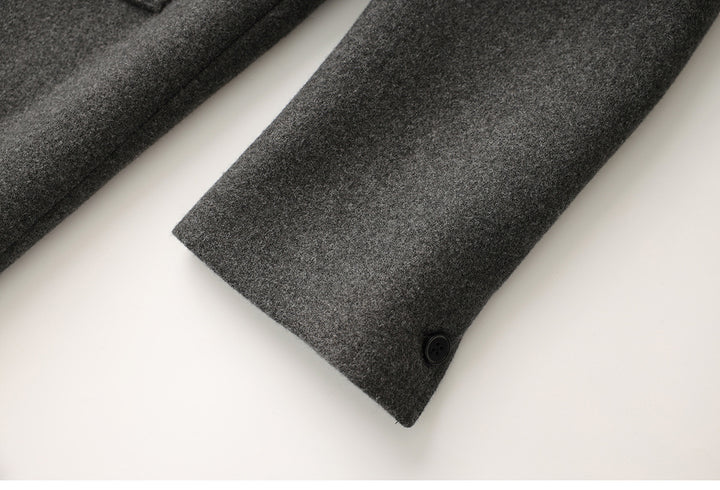 Belted double-breasted long coat – CHARCOAL