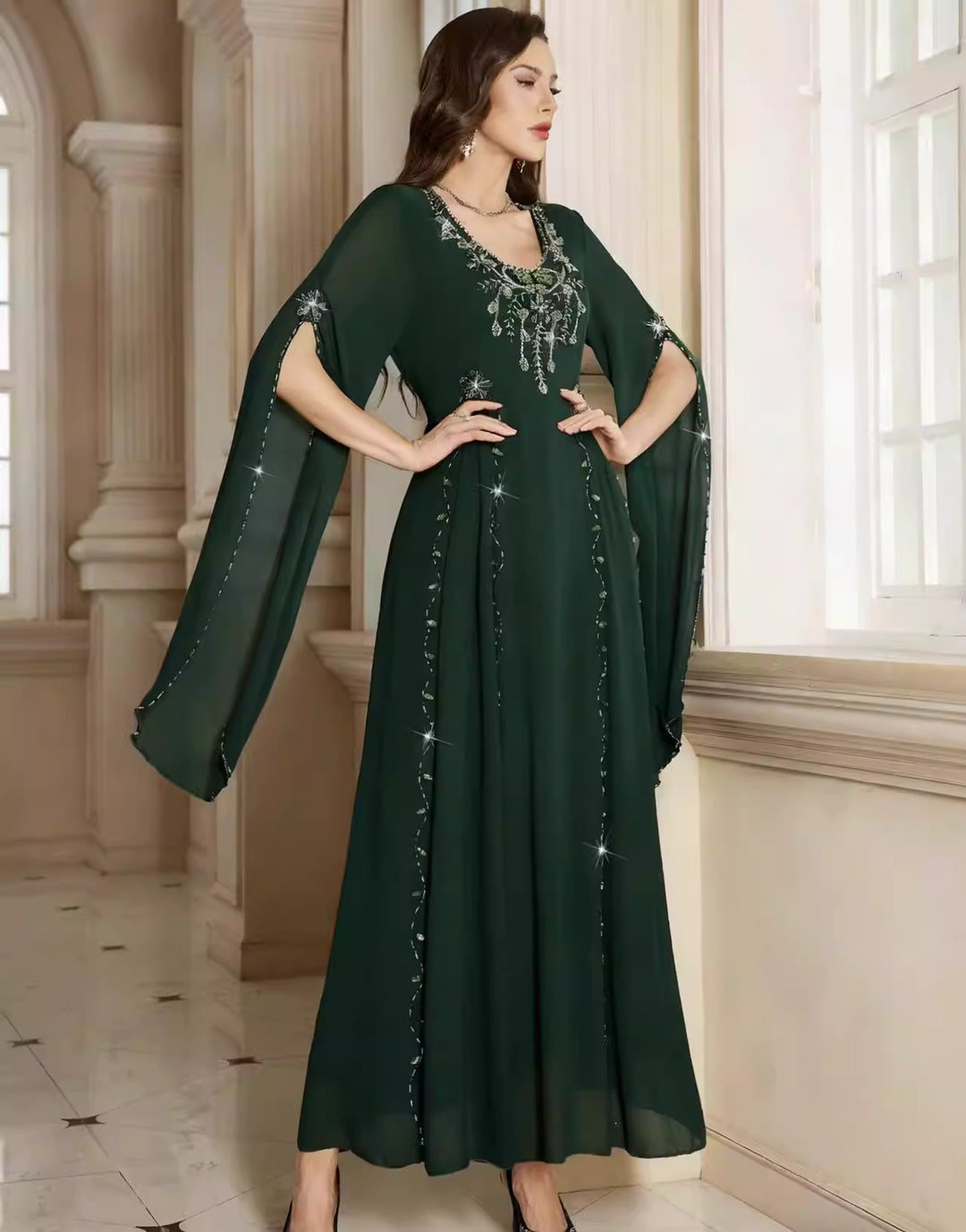 Long Sleeve Maxi Dress with Waist Detail – ELYRA