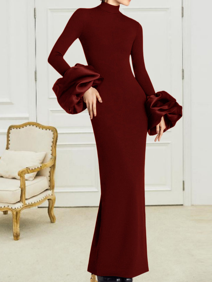 Geplooide top met uitlopende mouwen en maxi-rok set met tailleband – Rosiny 