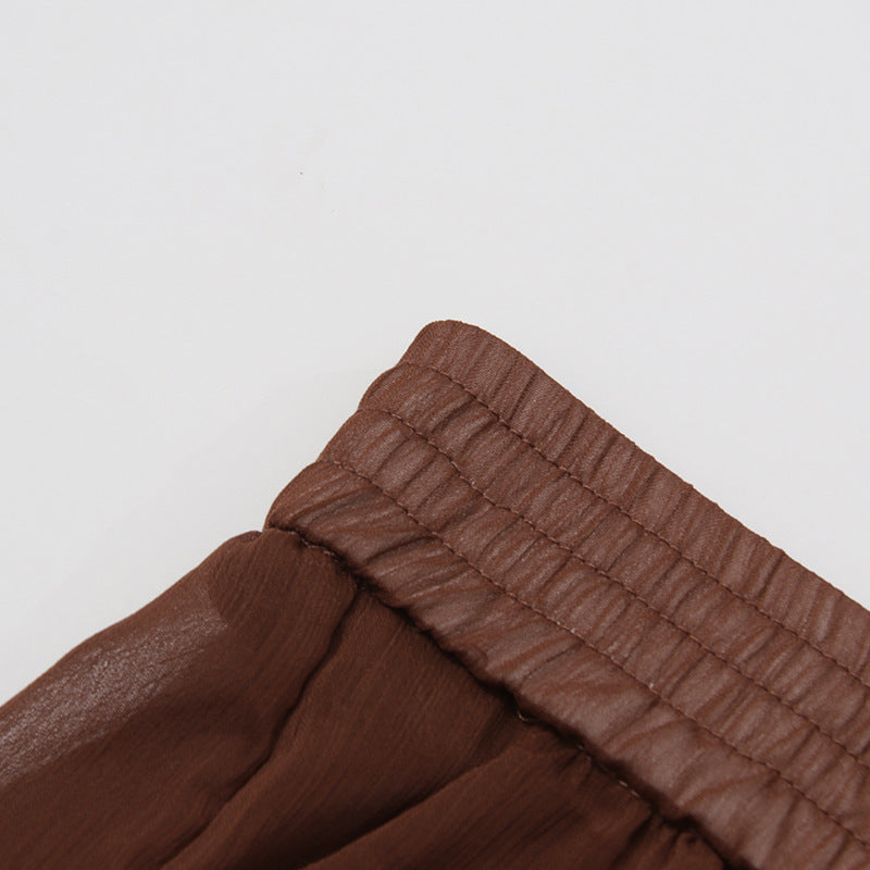 Geplooide top met uitlopende mouwen en maxi-rok set met tailleband – Rosiny 