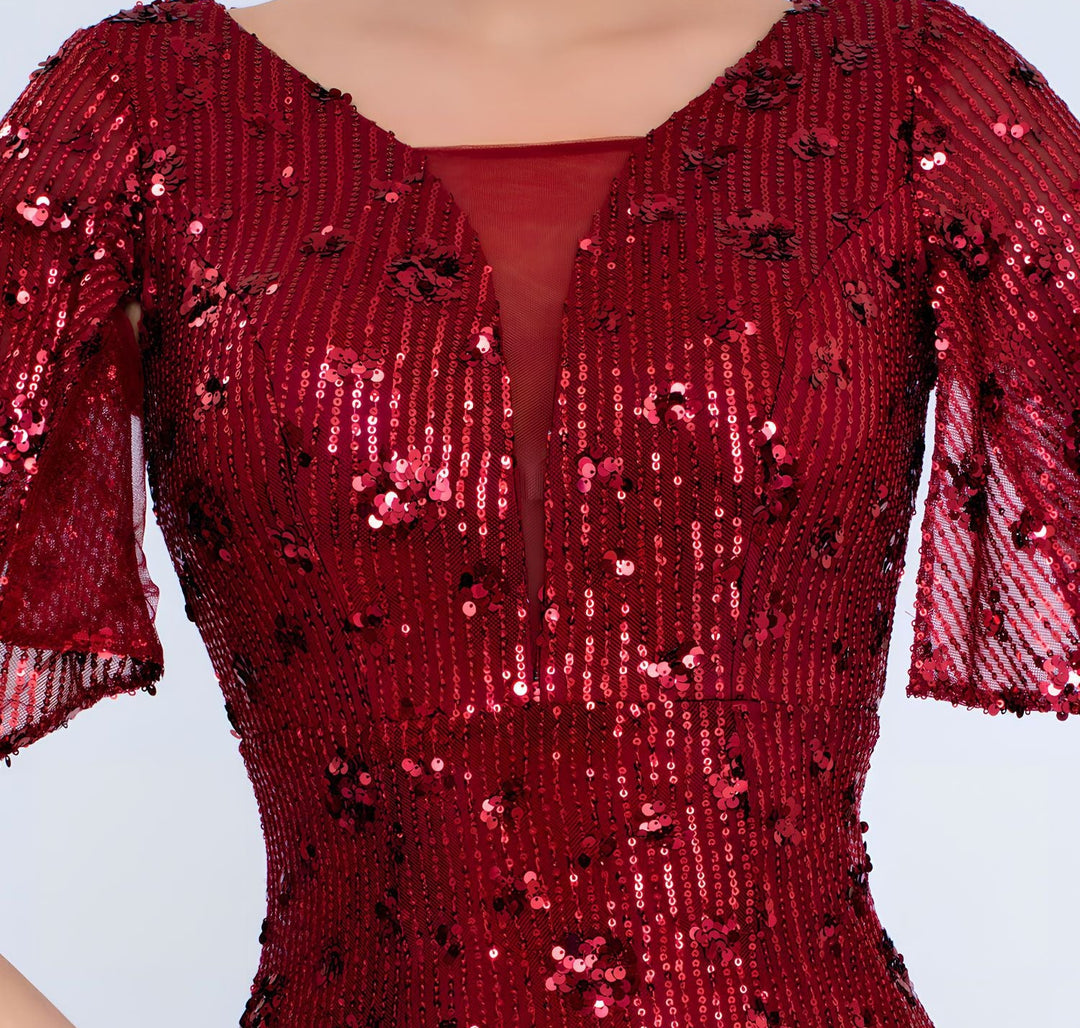 Geplooide top met uitlopende mouwen en maxi-rok set met tailleband – Rosiny 