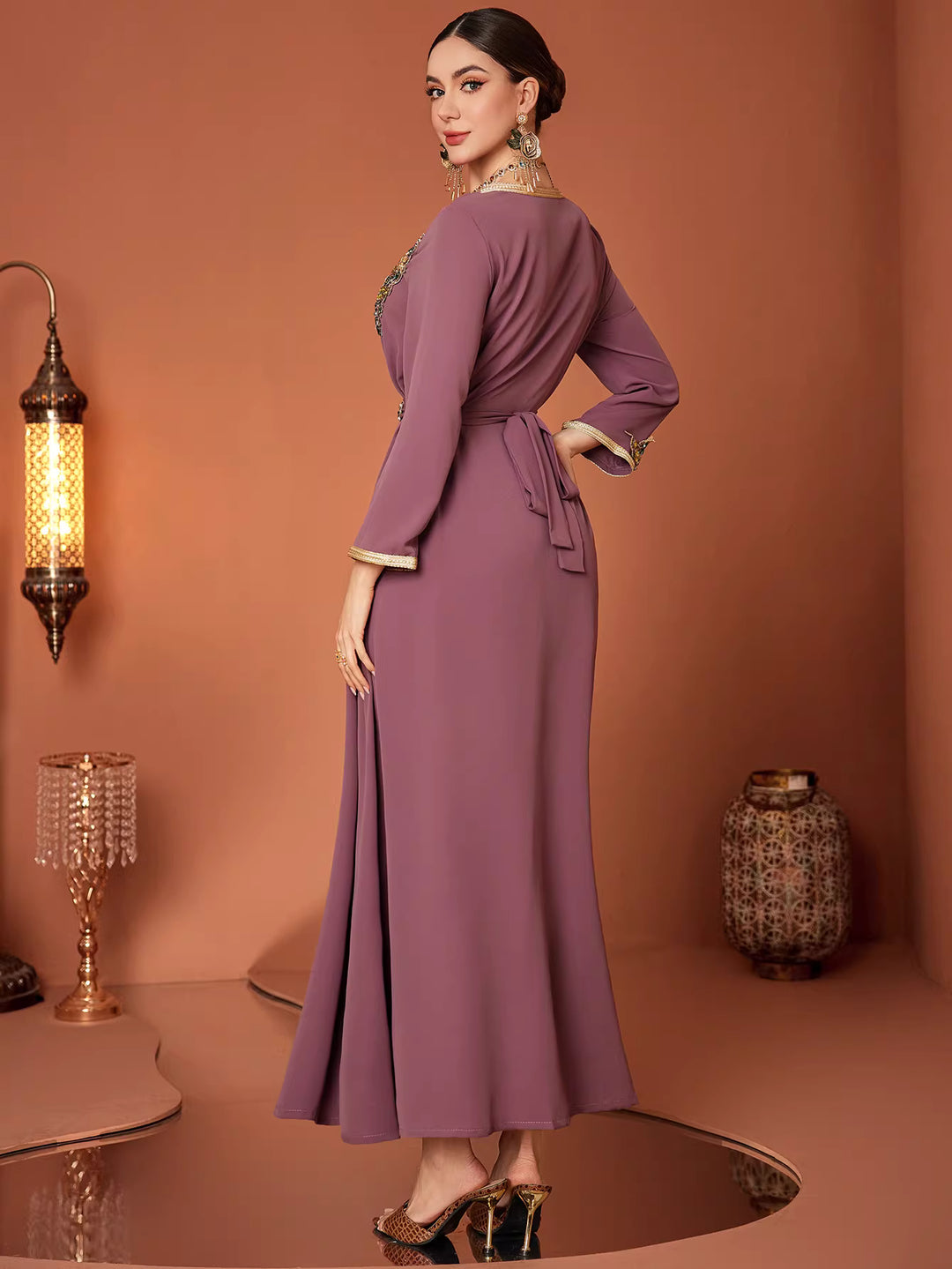 asymmetric draped evening dress with sculpted flow – SELENE