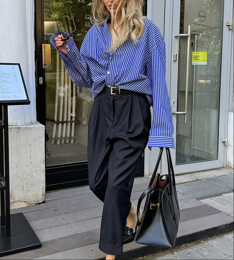 oversized striped shirt with wide cuffs – RIVIERA