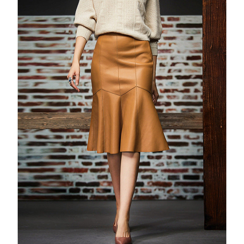 high-waist faux leather flared skirt – AURA