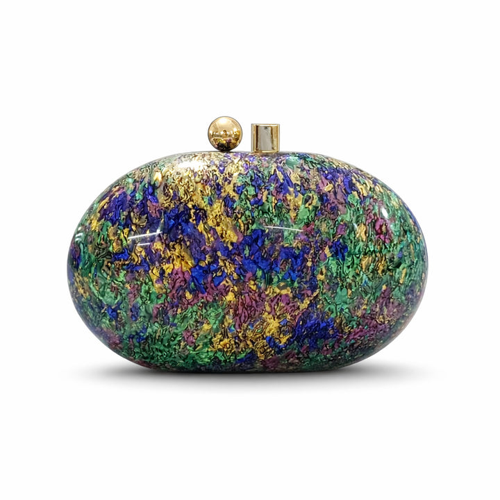 emerald marbled clutch with gold clasp – VERDÉA