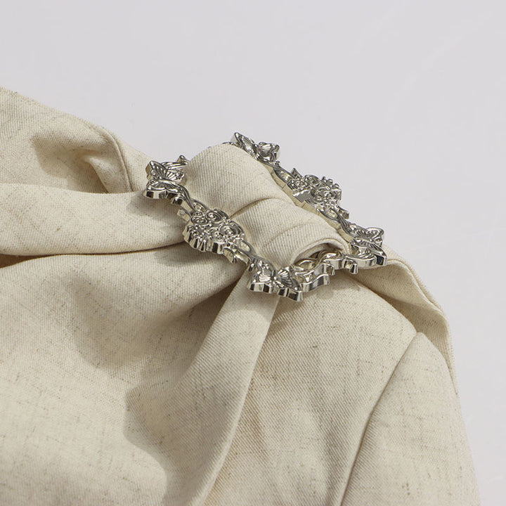 asymmetric draped blazer with crystal shoulder detail – IVORYA