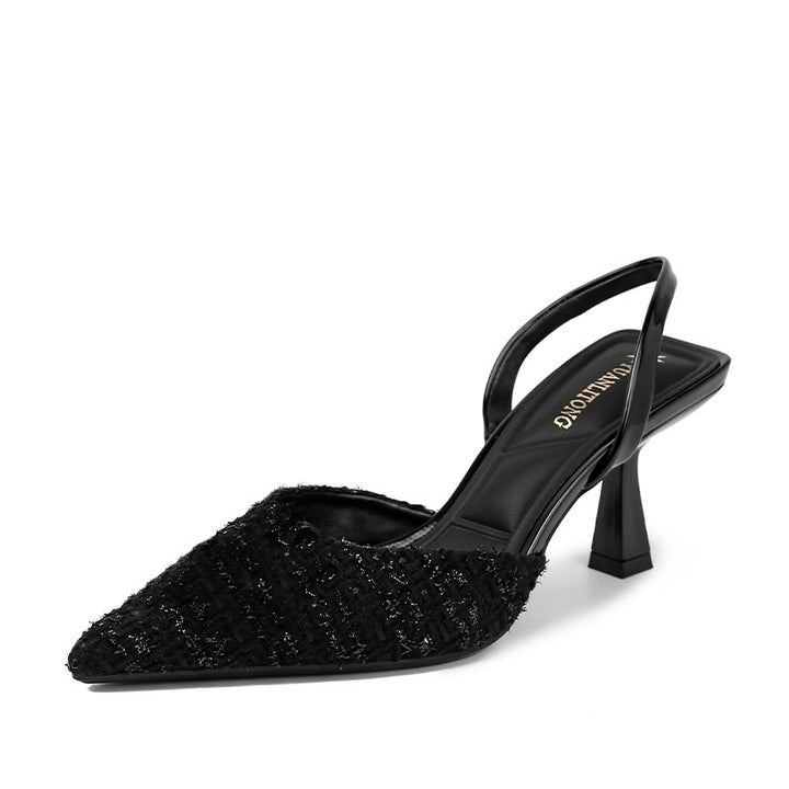 slingback pointed-toe heels with textured finish – SELENEK
