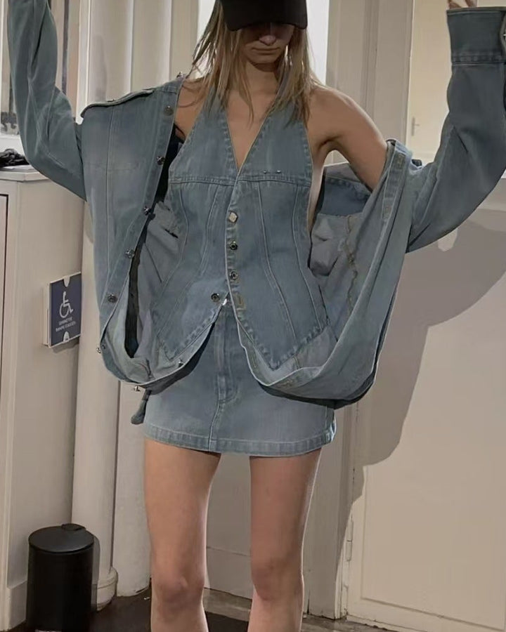 oversized denim shirt dress with button-down front – HARLOW