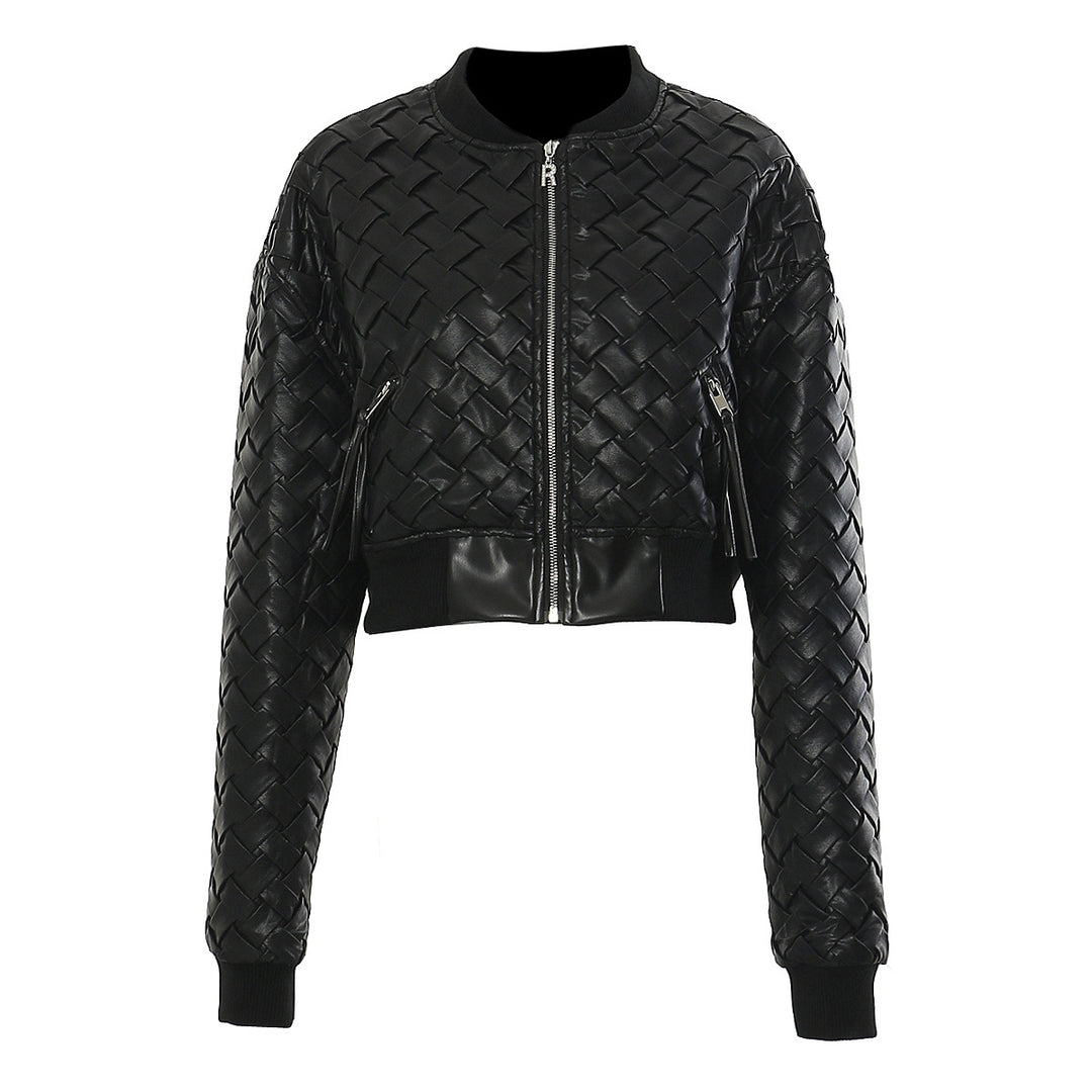 quilted leather bomber jacket and mini skirt set – RAVENIZ