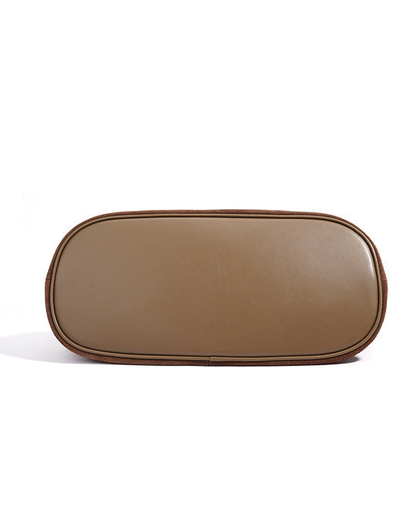 gewebte Rattan-Tragetasche mit doppelten Ledergriffen – LÉONIE 