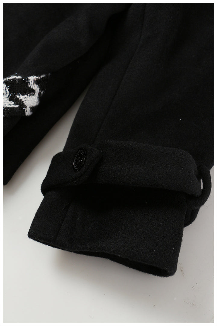 houndstooth panel belted wool coat – RAVEN