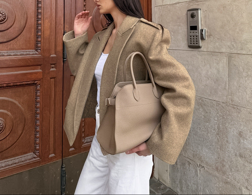 structured wool blazer with sharp shoulders – MADELINE