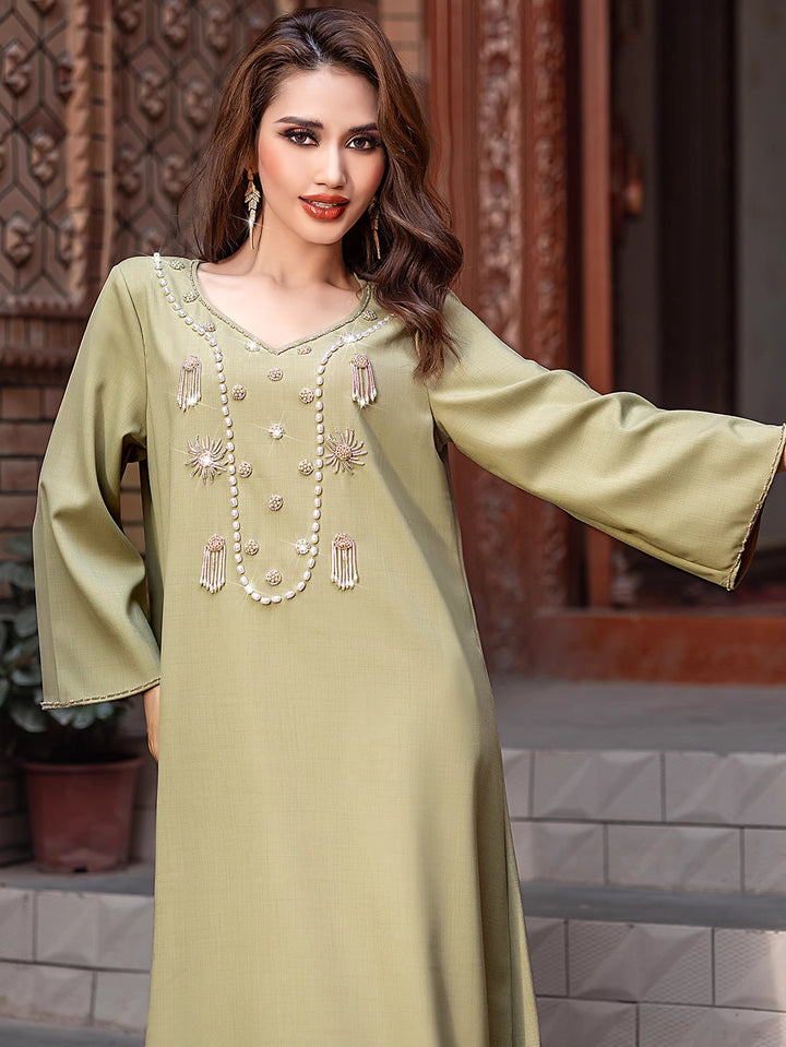 定制喇叭套装，配缎面泡泡袖 - VALENCIA 