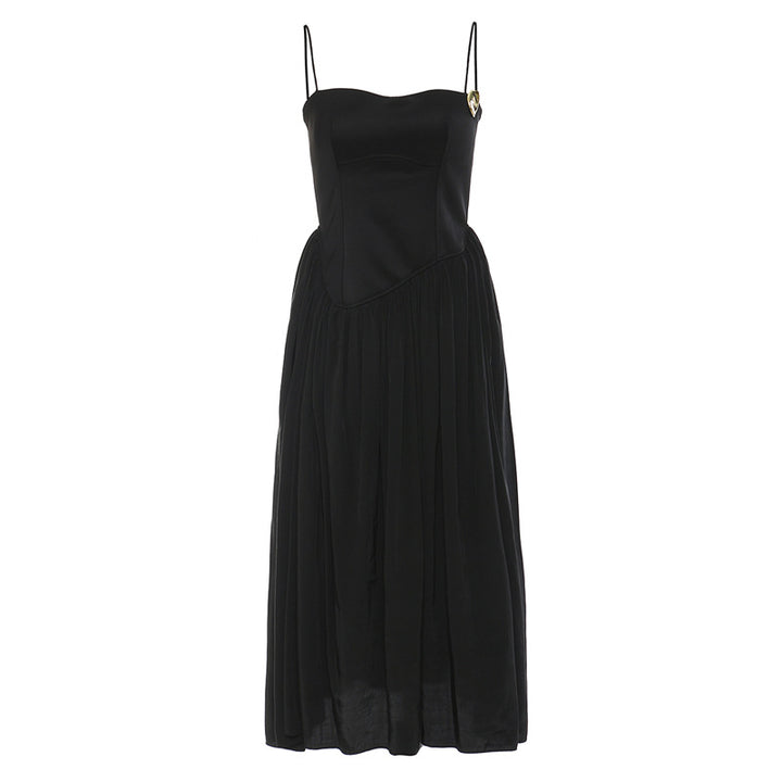 spaghetti strap pleated chiffon midi dress – SERENE