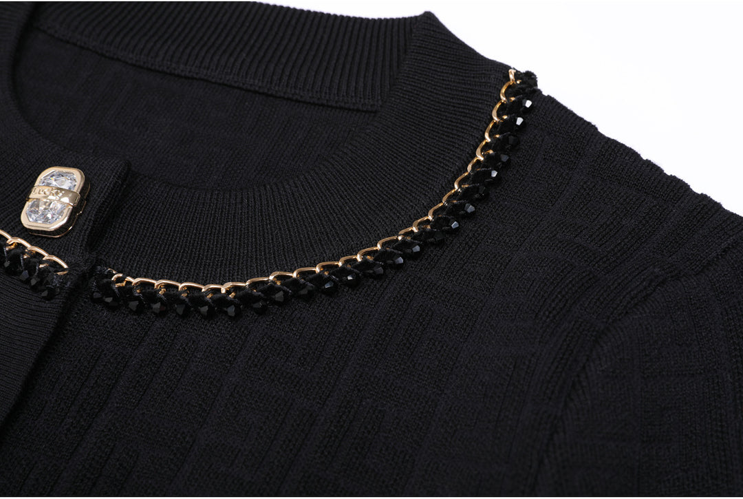 knitted two-piece dress set with logo pattern – CAMILA