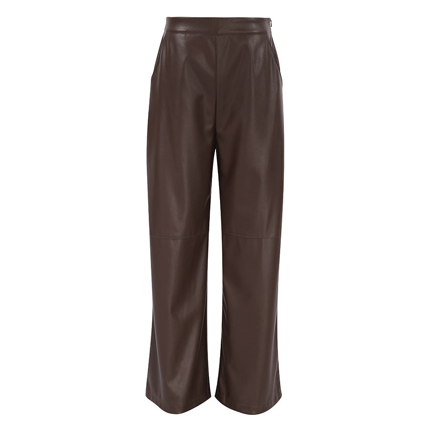 wide-leg faux leather pants with clean tailored finish – SIENNA