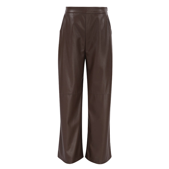 wide-leg faux leather pants with clean tailored finish – SIENNA
