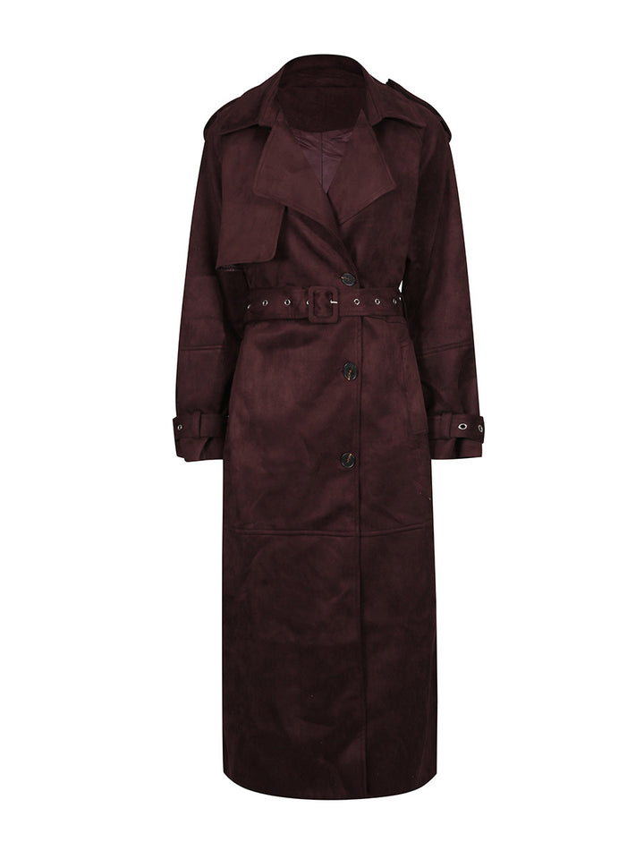 belted suede trench coat with storm flap – MARLOWE