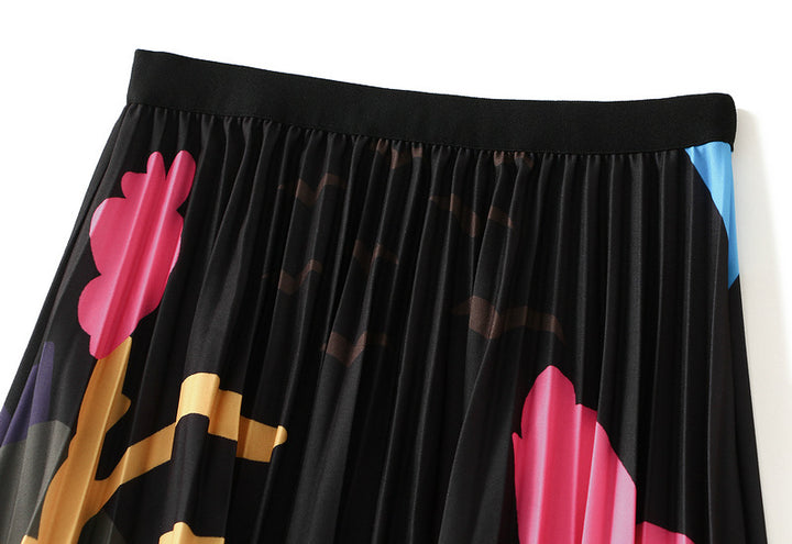 abstract floral pleated midi skirt – MOSAICA
