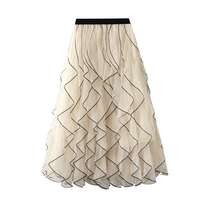 layered tulle skirt with contrast wave edging – SERENE