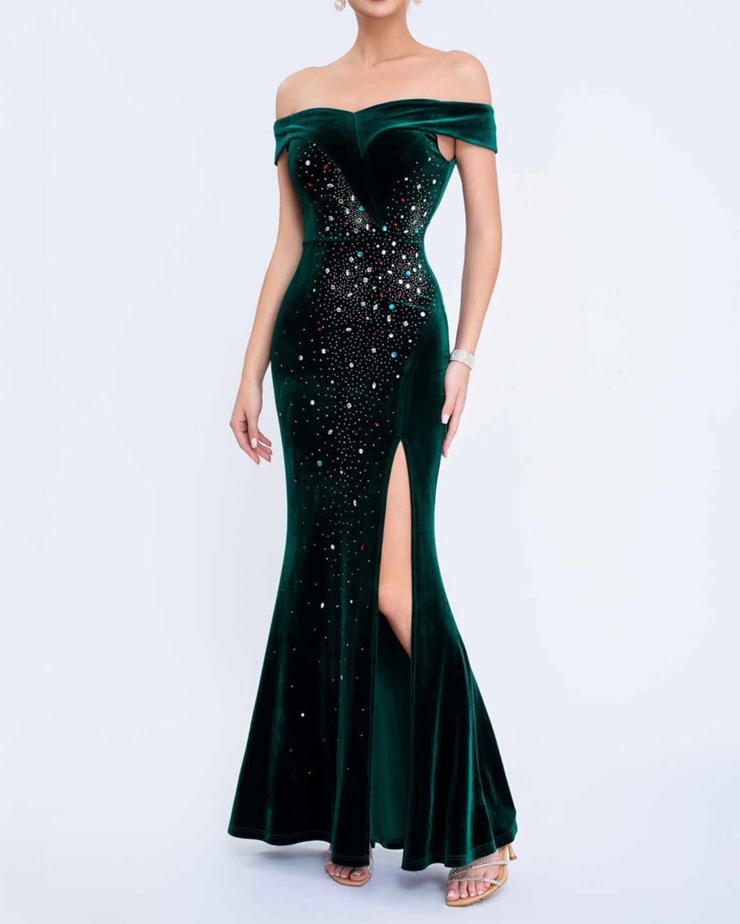 Geplooide top met uitlopende mouwen en maxi-rok set met tailleband – Rosiny 