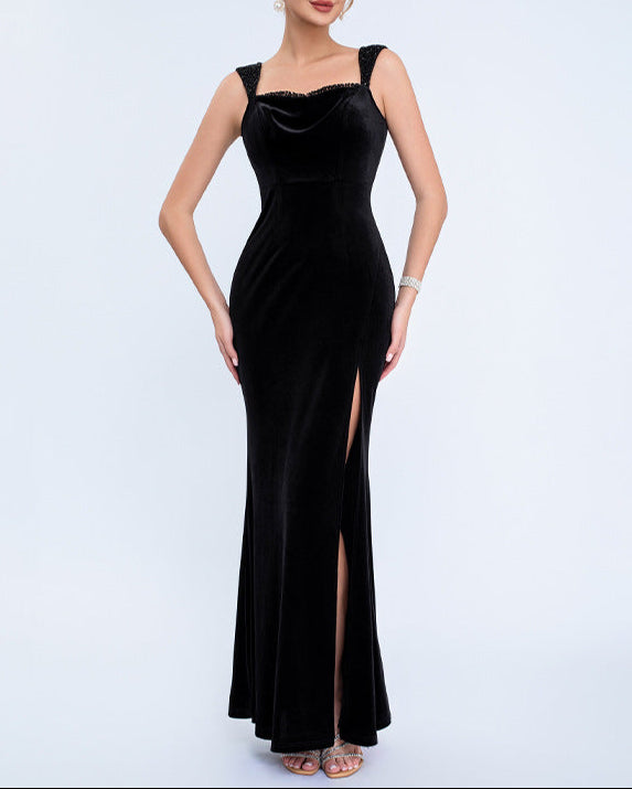 Geplooide top met uitlopende mouwen en maxi-rok set met tailleband – Rosiny 