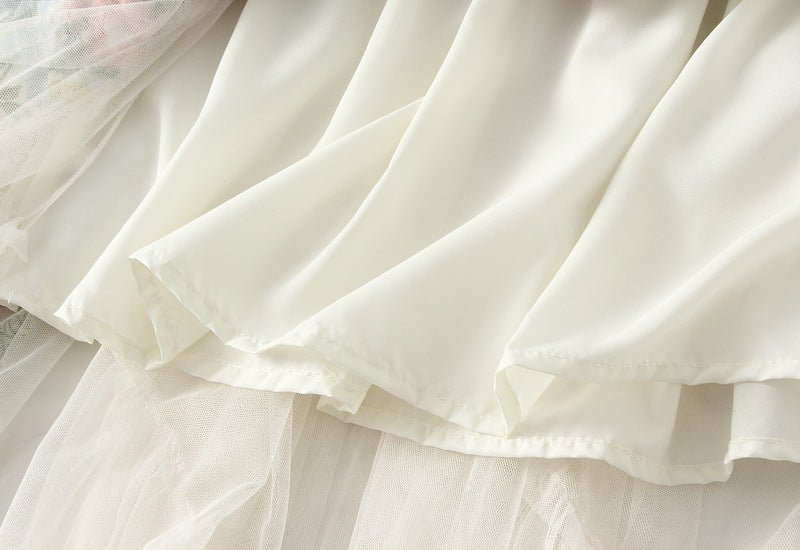 asymmetric floral tulle midi skirt with layered hem – FLORETTE