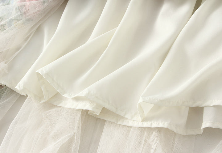 asymmetric floral tulle midi skirt with layered hem – FLORETTE