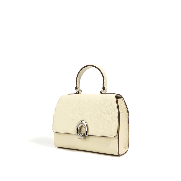 geweven rieten draagtas met dubbele leren handvatten – LÉONIE 