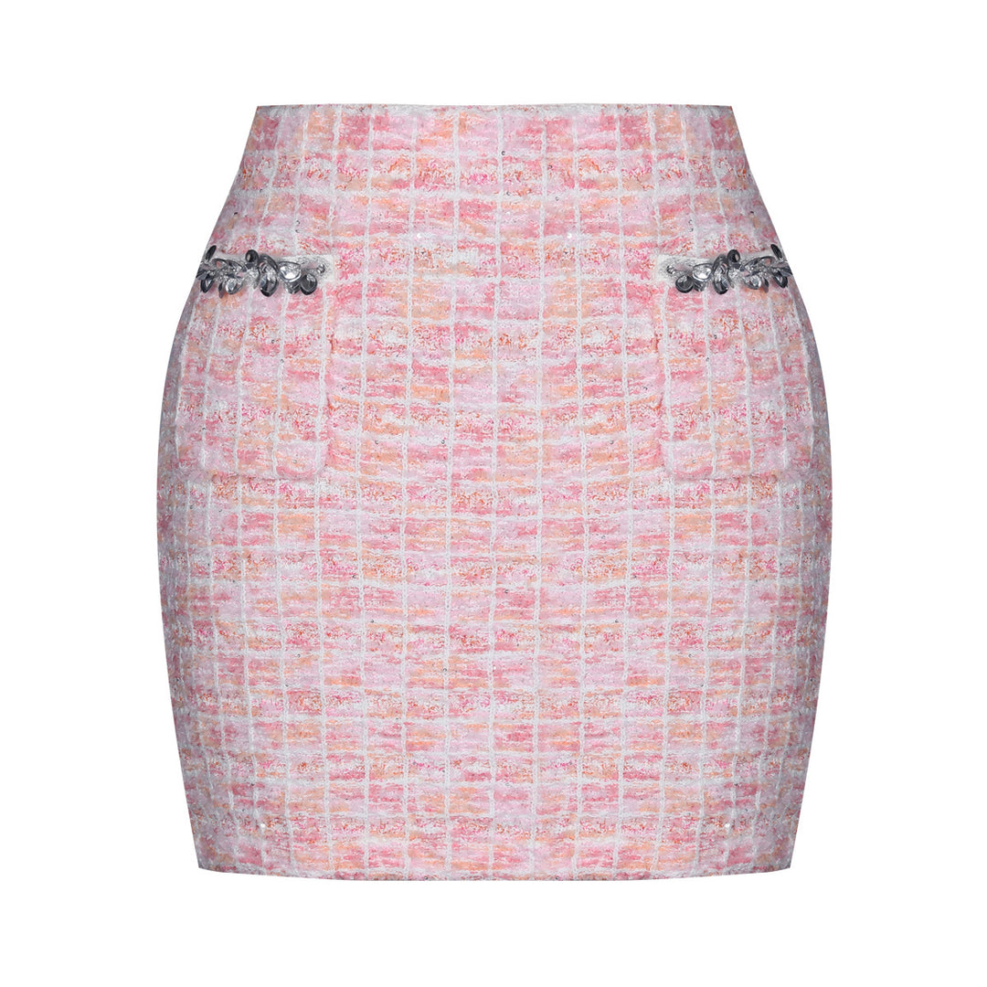 褶皱喇叭袖上衣和高腰裙套装，配腰带 – Rosiny 