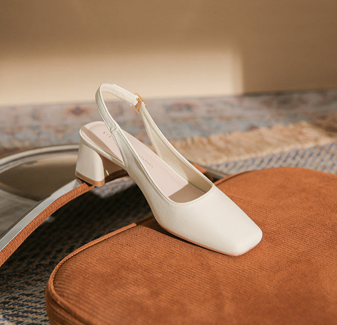 slingback block heels with square toe – AURARTU