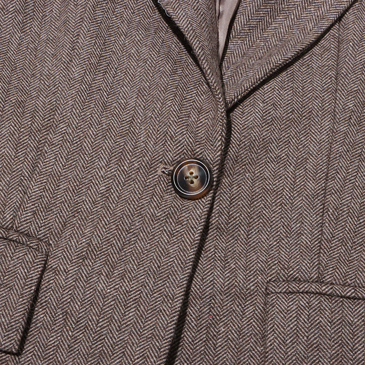 Houndstooth blazer with oversized floral detail - Viktu