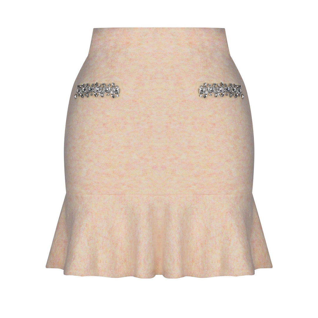 褶皱喇叭袖上衣和高腰裙套装，配腰带 – Rosiny 