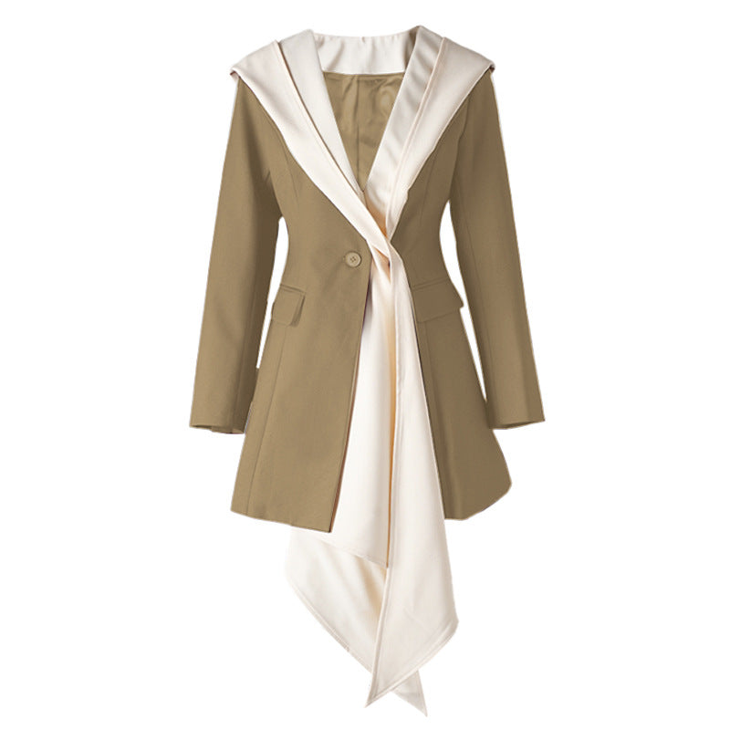 Asymmetric contrast lapel blazer – LUNA