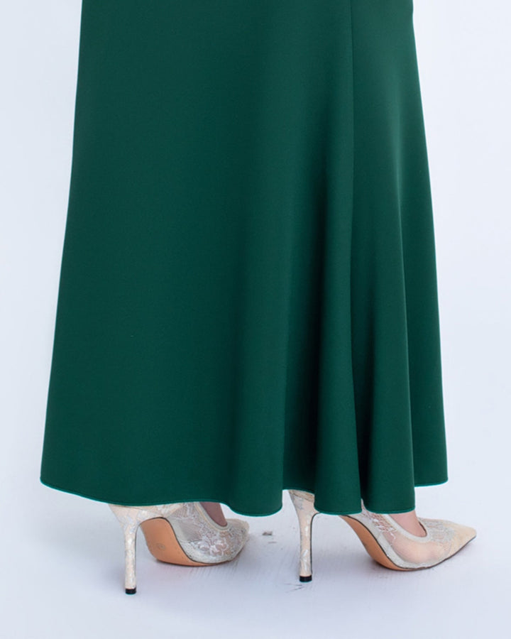 Geplooide top met uitlopende mouwen en maxi-rok set met tailleband – Rosiny 