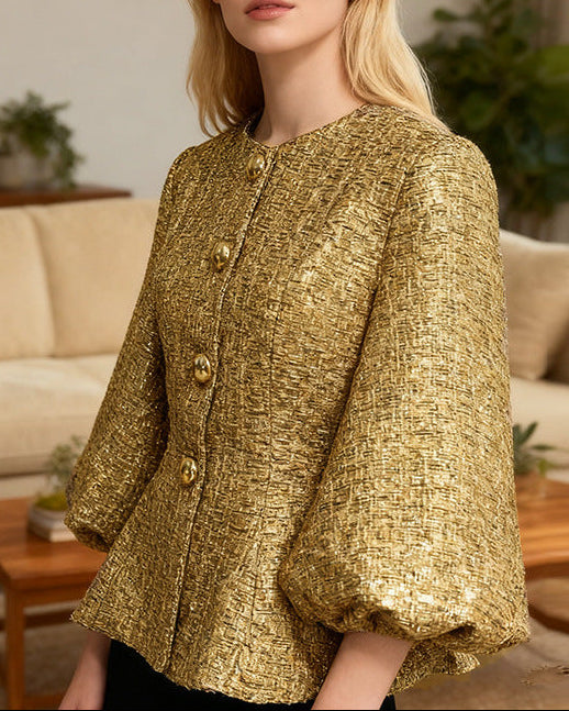 Haut à manches évasées plissées et ensemble jupe longue avec ceinture à la taille – Rosiny 