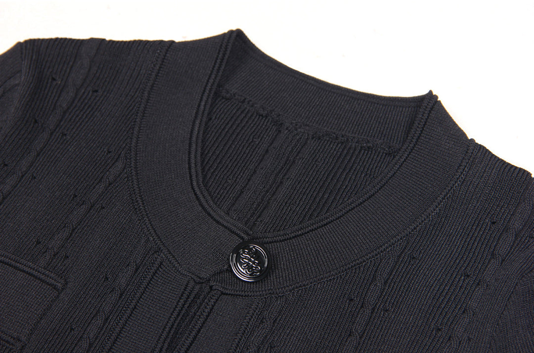 short-sleeve midi dress with button front – CELINECA