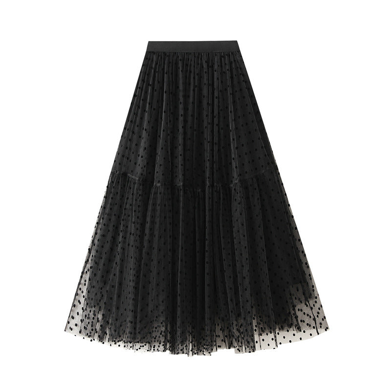 tiered polka-dot tulle midi skirt – DOTTI