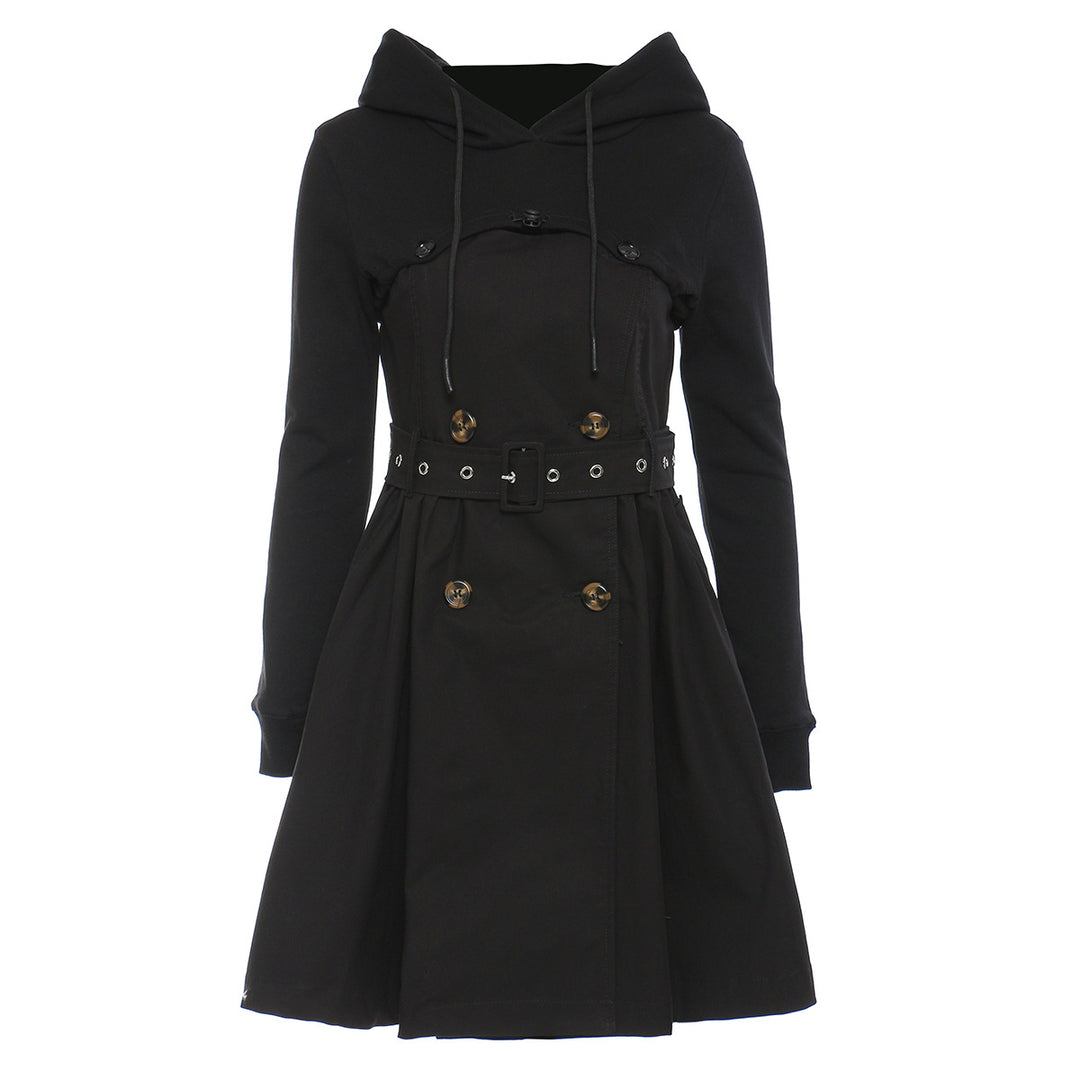 hooded trench jacket with belted waist – HARLOW