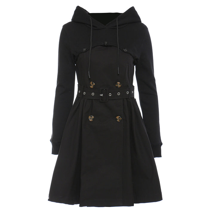 hooded trench jacket with belted waist – HARLOW