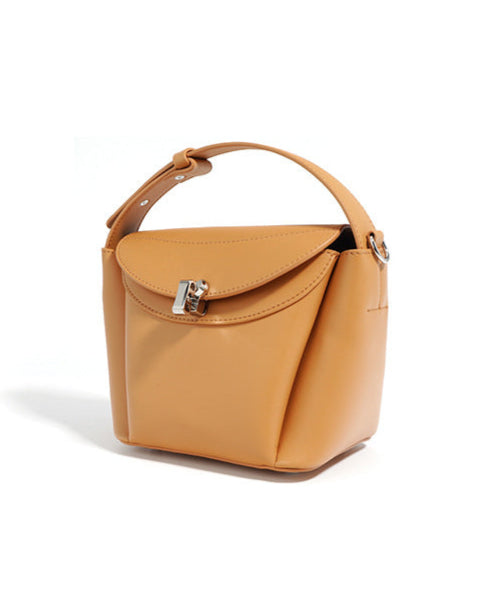 structured top handle bag with curved flap - LEXI