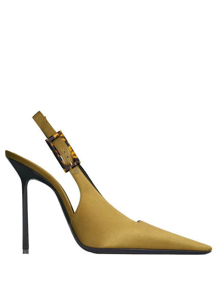 حذاء بكعب عالٍ مفتوح من الخلف بإبزيم من صدفة السلحفاة – فيرابكي