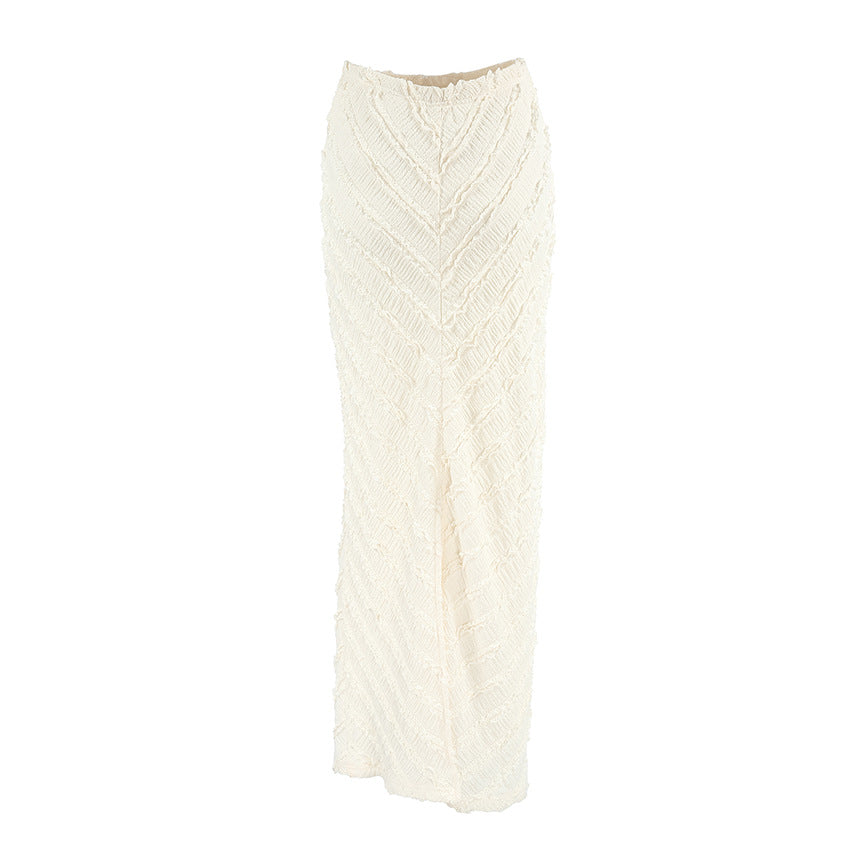 تنورة عمودية عالية الخصر بخطوط قطرية منقوشة – سيرينيلكي