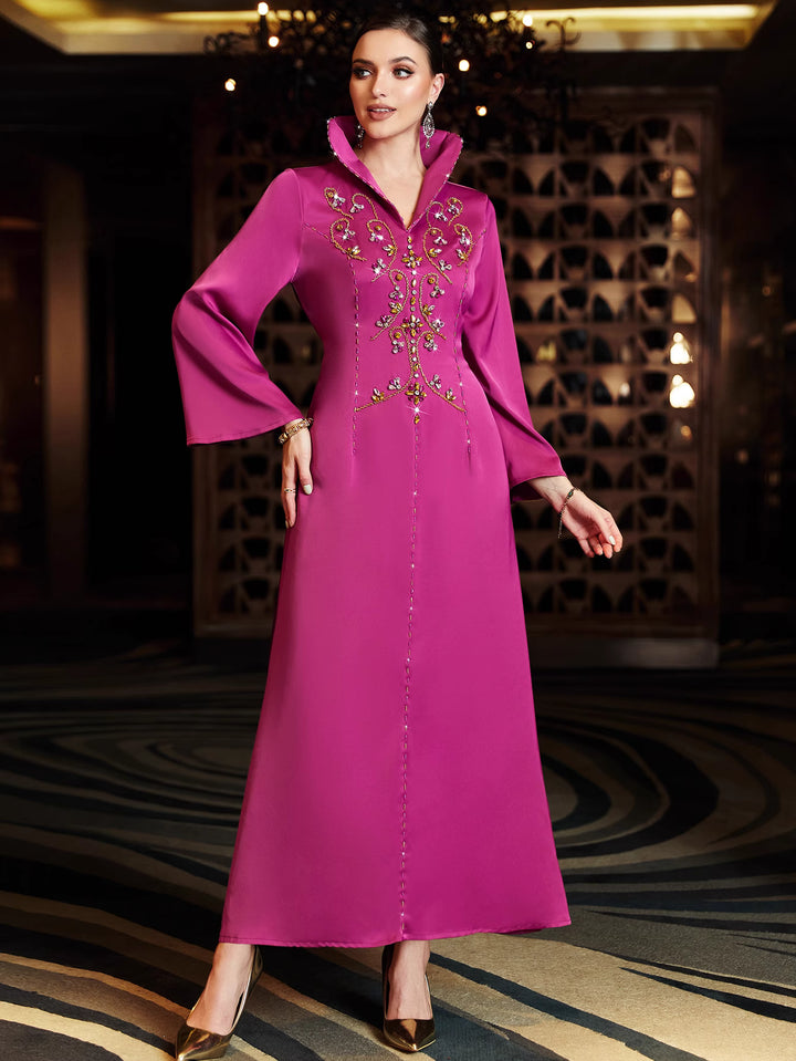 op maat gemaakte flare-pak met satijnen pofmouwen – VALENCIA 