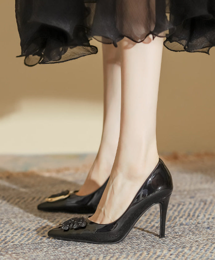 pointed-toe patent pumps with leaf embellishment – AURELIAR